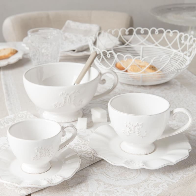 Bol déjeuner en faïence blanche - miniature 4