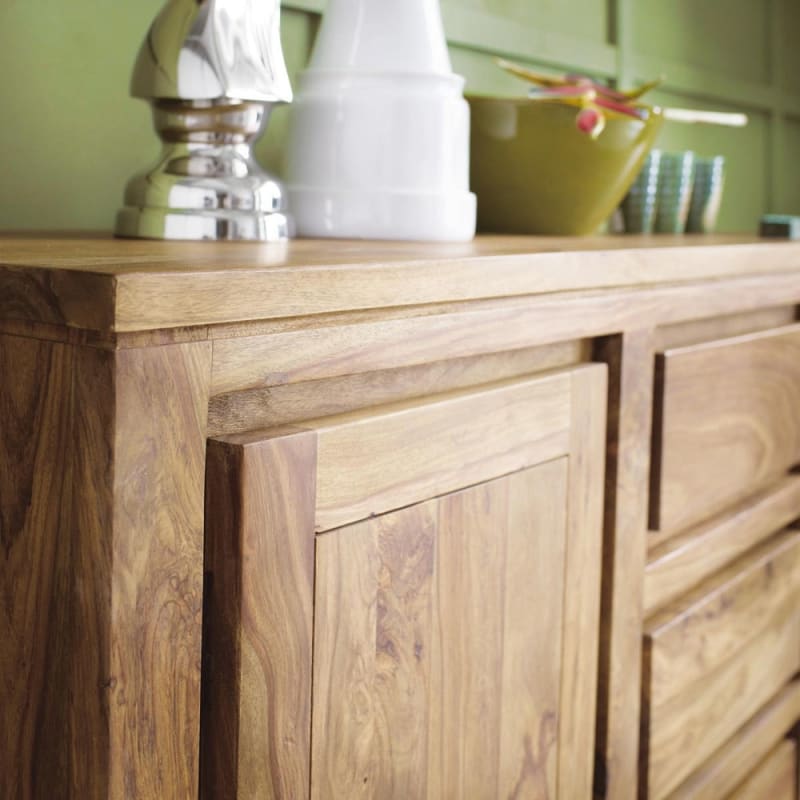 Buffet 2 portes 3 tiroirs en sheesham massif - miniature 9