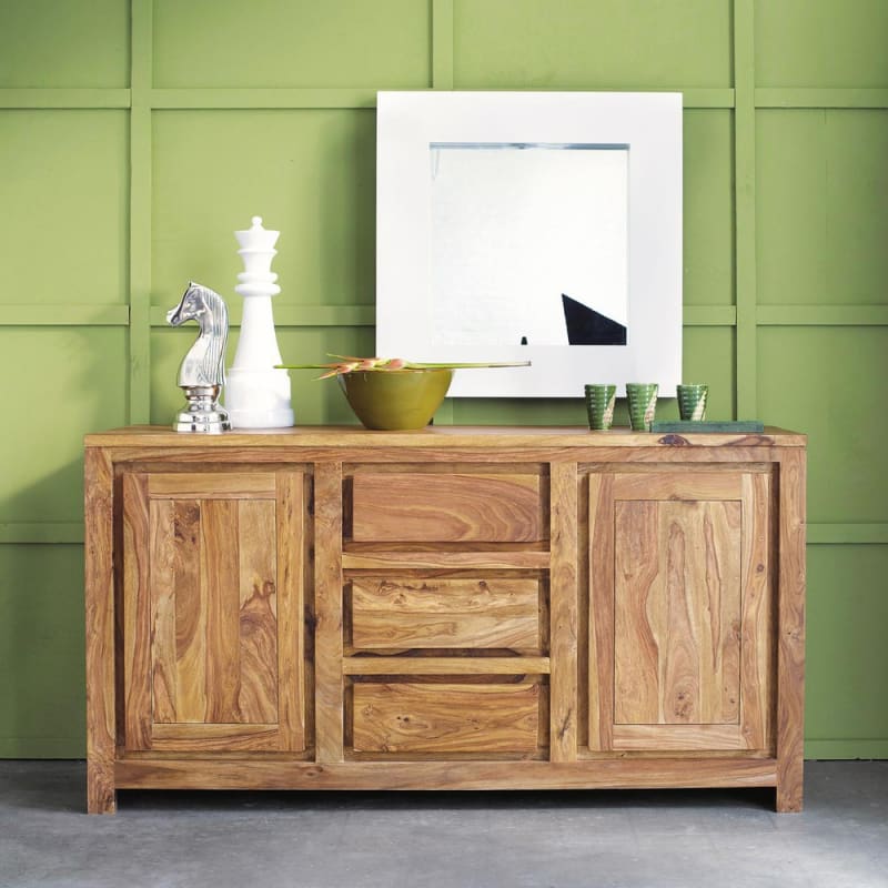 Buffet 2 portes 3 tiroirs en sheesham massif - miniature 8