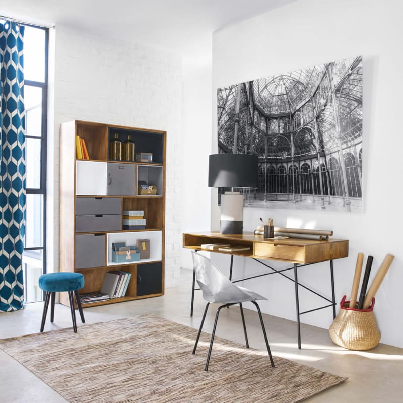 Bureau 1 tiroir en manguier massif et métal noir - miniature 10