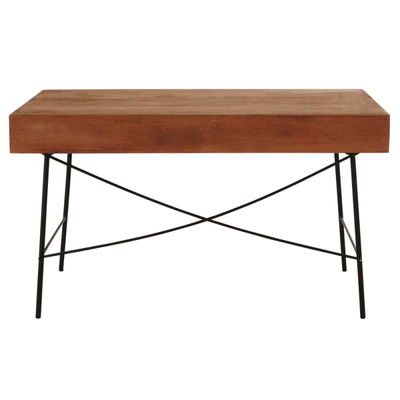 Bureau 1 tiroir en manguier massif et métal noir - miniature 3