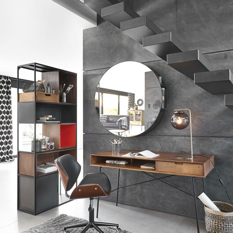 Bureau 1 tiroir en manguier massif et métal noir - miniature 8