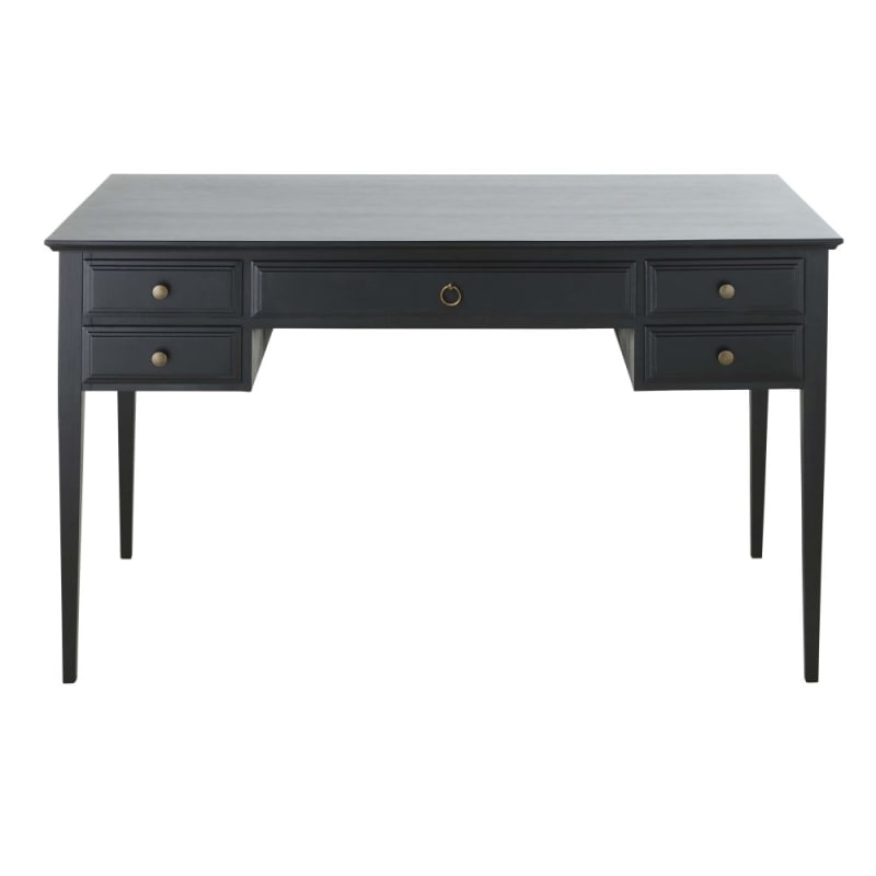 Bureau 5 tiroirs noir mat