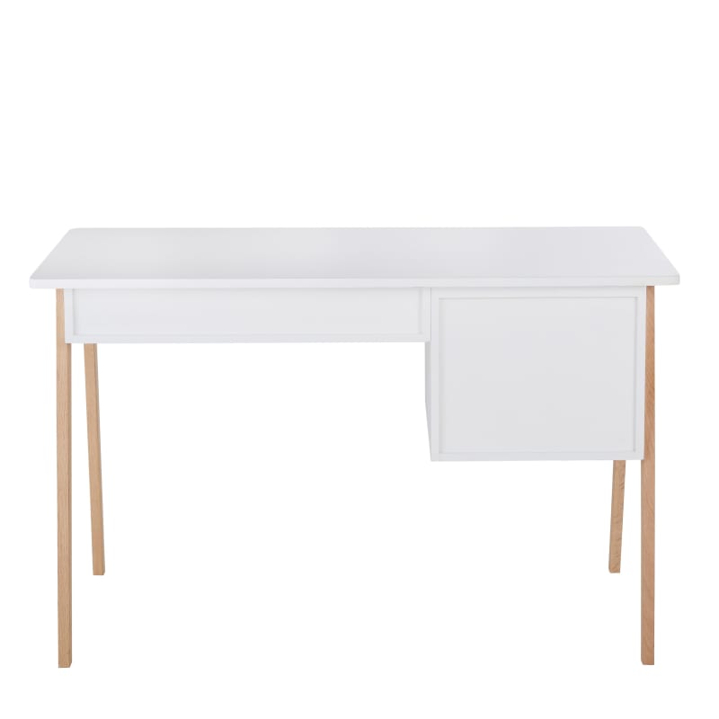 Bureau enfant 3 tiroirs écru pieds en chêne - miniature 4