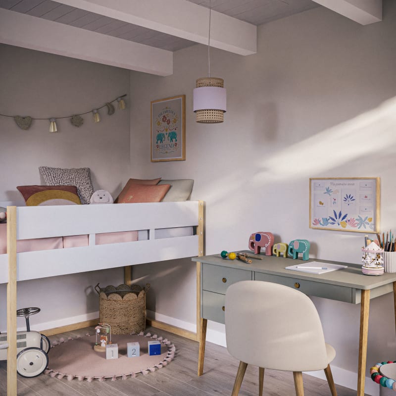 Bureau enfant 3 tiroirs vert pieds en chêne - miniature 7