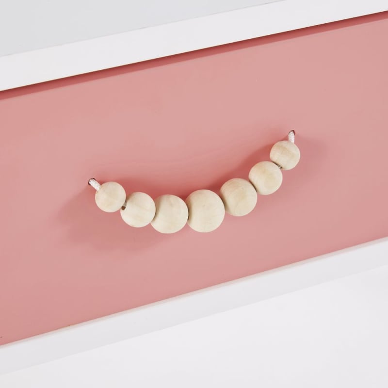 Bureau vintage 1 tiroir rose corail et blanc - miniature 4