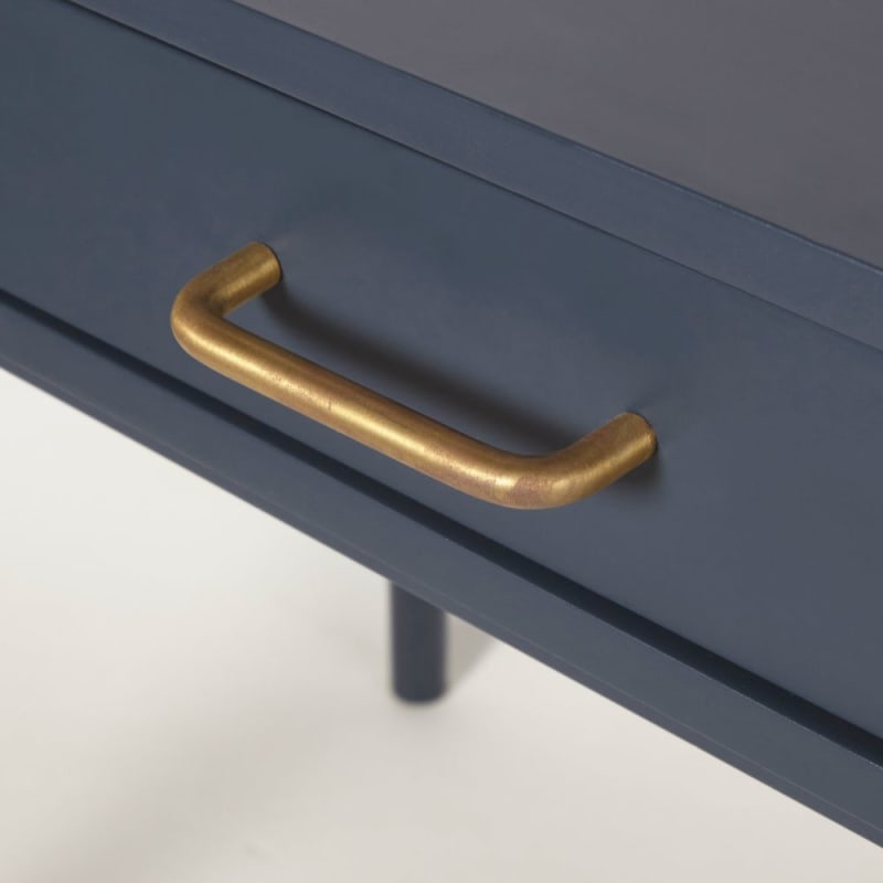 Bureau vintage 3 tiroirs bleu foncé - miniature 5