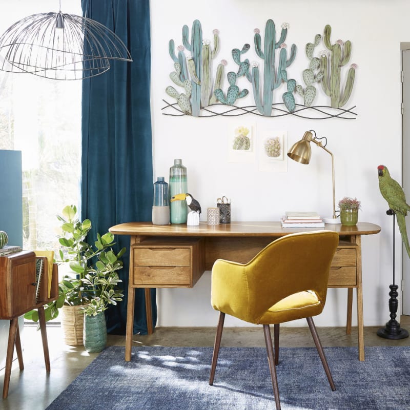 Bureau vintage en bois de manguier - miniature 9