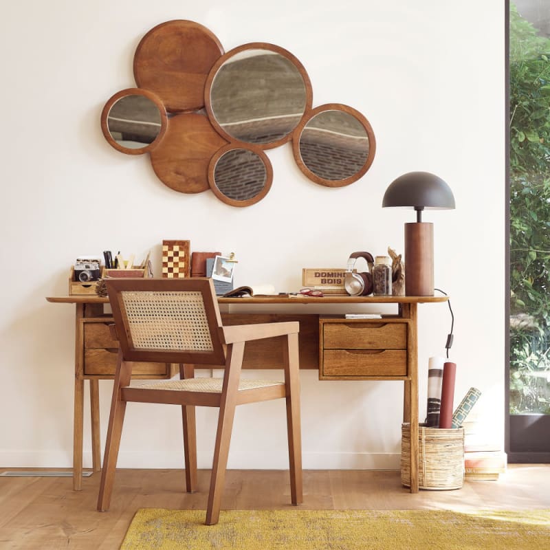 Bureau vintage en bois de manguier - miniature 10