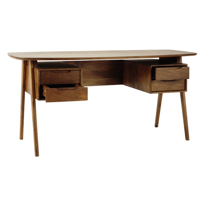 Bureau vintage en bois de manguier - miniature 2
