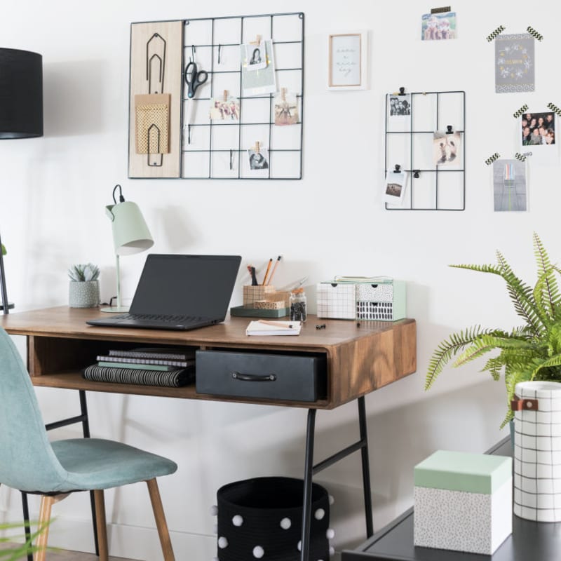 Bureau vintage en manguier massif et métal - miniature 7