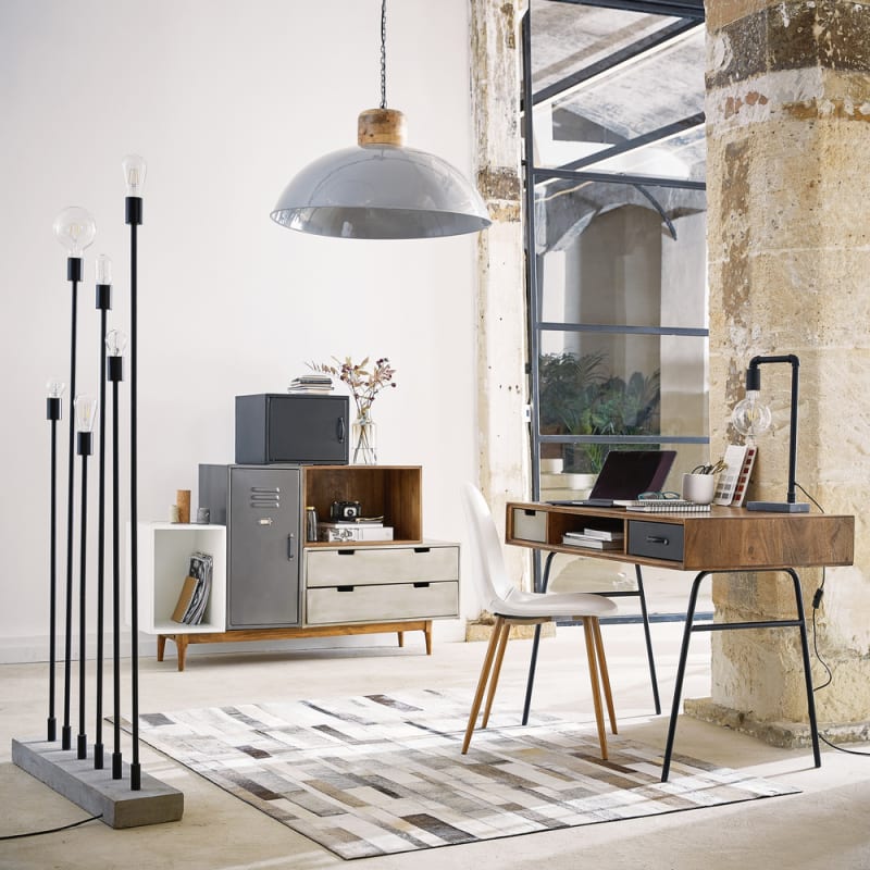 Bureau vintage en manguier massif et métal - miniature 13