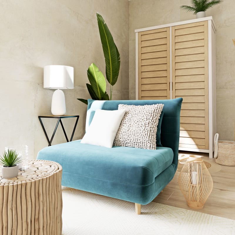 Canapé clic-clac 1 place en velours bleu pétrole - miniature 12