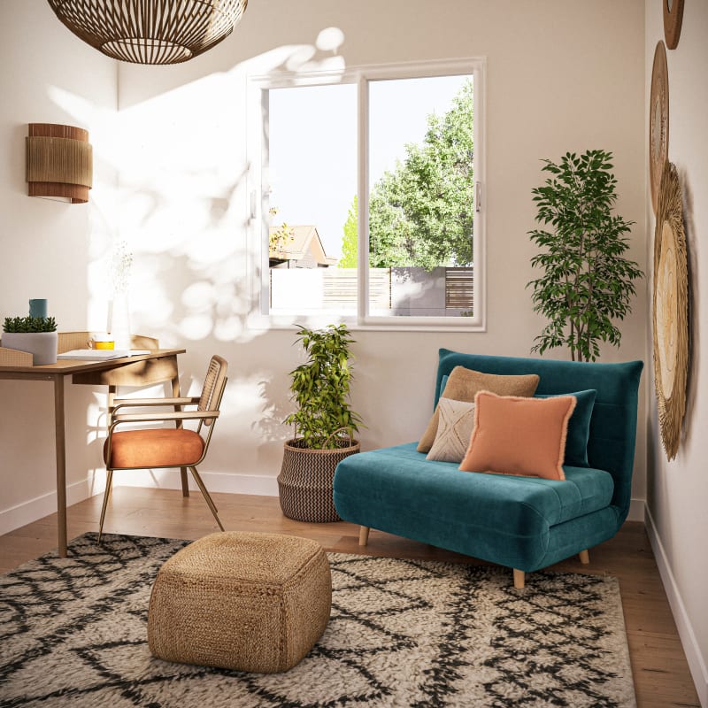 Canapé clic-clac 1 place en velours bleu pétrole - miniature 11