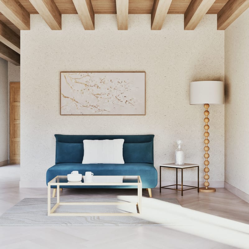 Canapé clic-clac 2 places en velours bleu pétrole - miniature 9