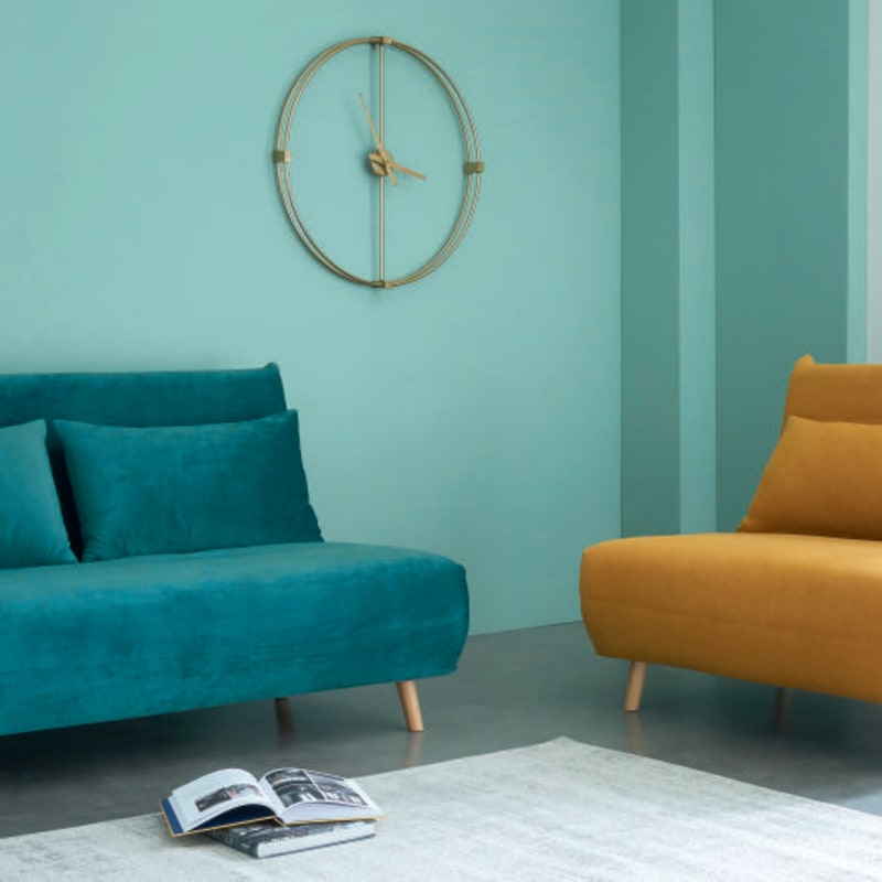 Canapé clic-clac 2 places en velours bleu pétrole - miniature 12