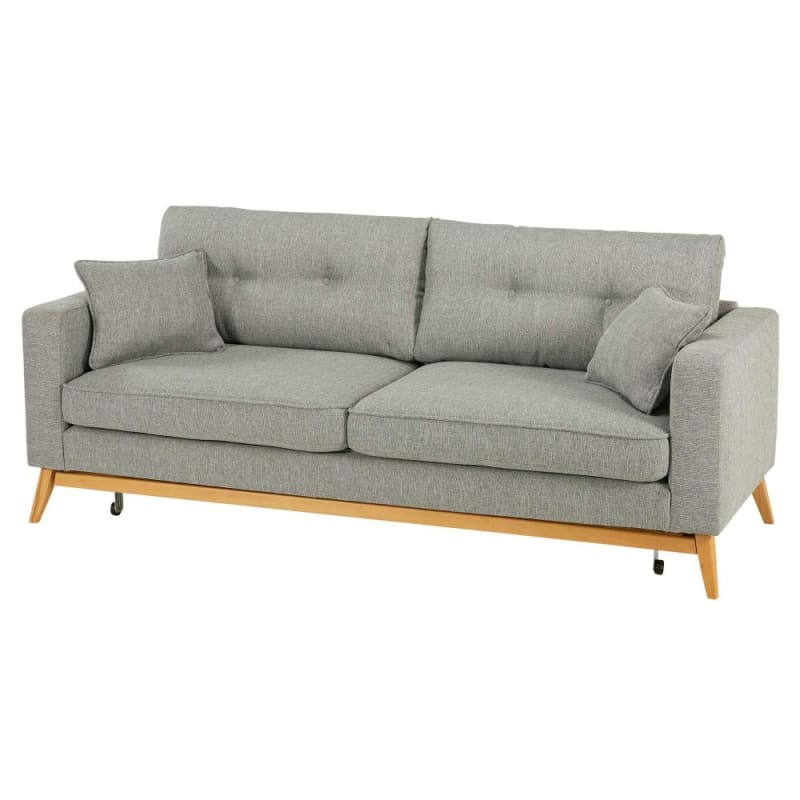 Canapé convertible style scandinave 3/4 places gris clair - miniature 3