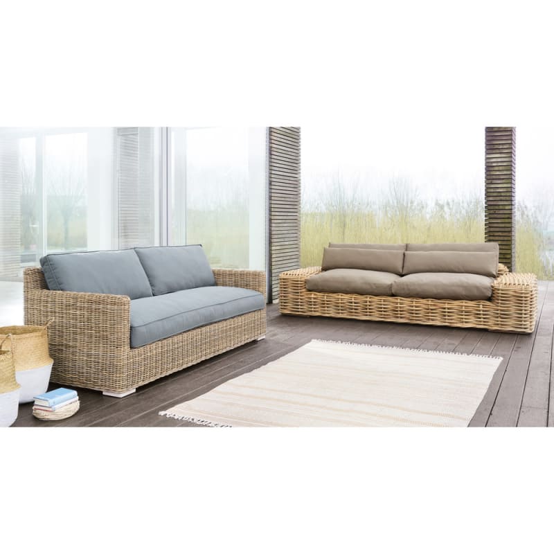 Canapé de jardin 2/3 places en rotin et coussins taupe - miniature 7