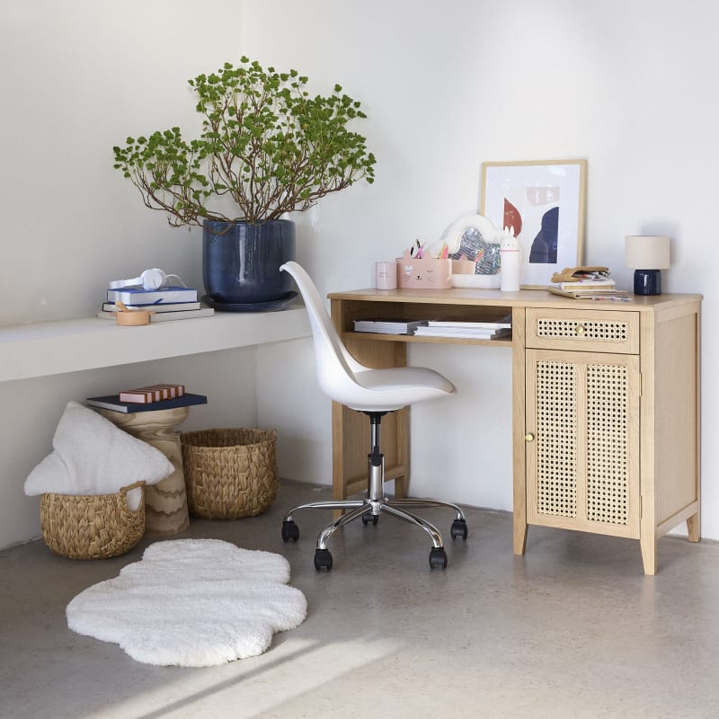 Chaise de bureau à roulettes blanche - miniature 2