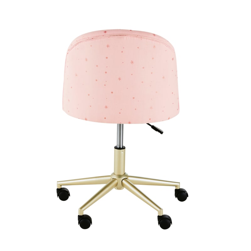 Chaise de bureau enfant réglable à roulettes coloris laiton et rose - miniature 4