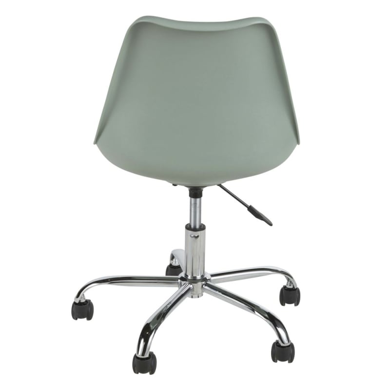 Chaise de bureau enfant réglable à roulettes vert clair - miniature 3