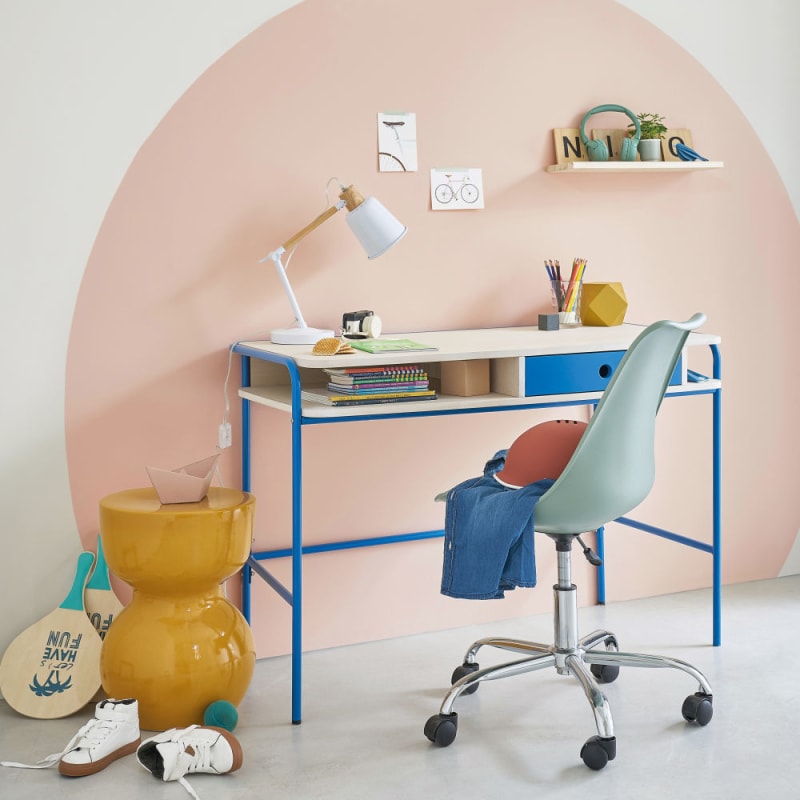 Chaise de bureau enfant réglable à roulettes vert clair - miniature 5