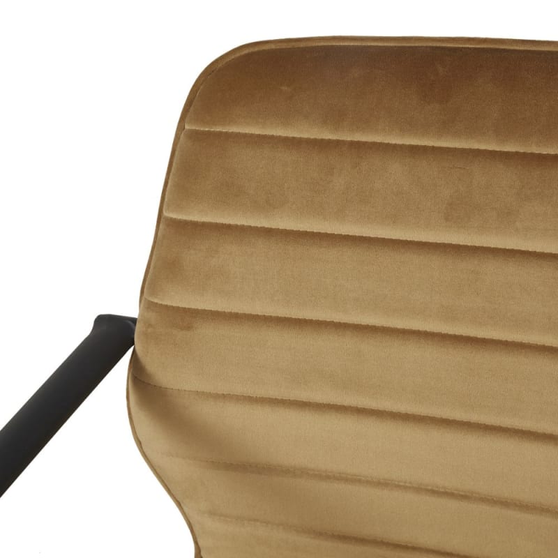 Chaise de bureau professionnelle en velours jaune moutarde - miniature 4