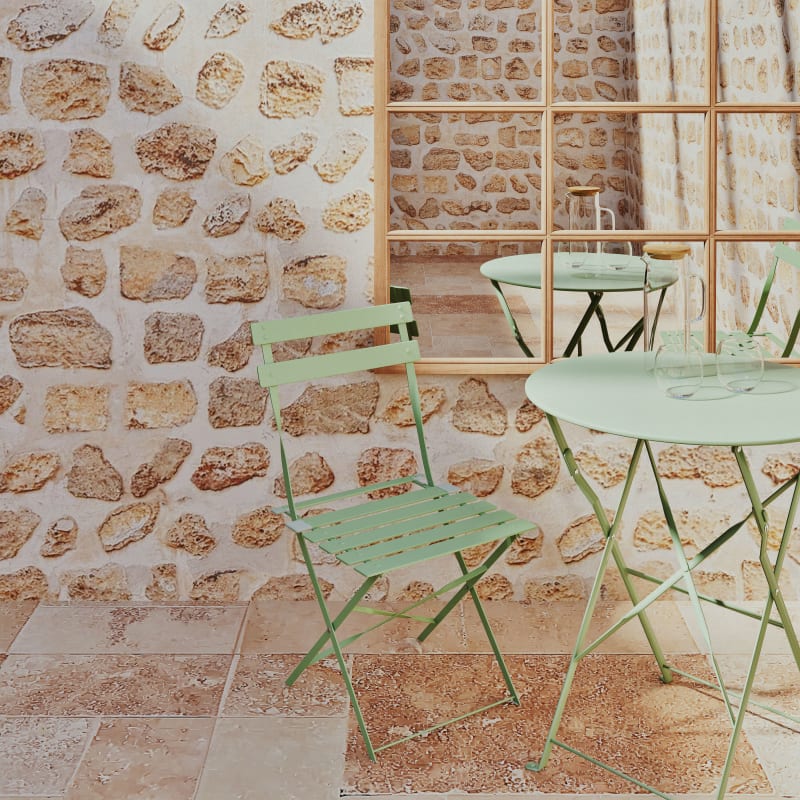 Chaises pliantes de jardin en acier vert d'eau (x2) - miniature 5