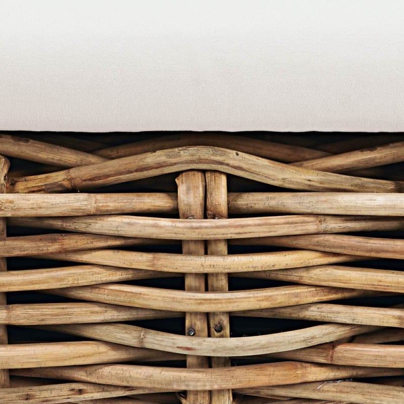 Chauffeuse pour canapé de jardin modulable en rotin et coussins écrus - miniature 3