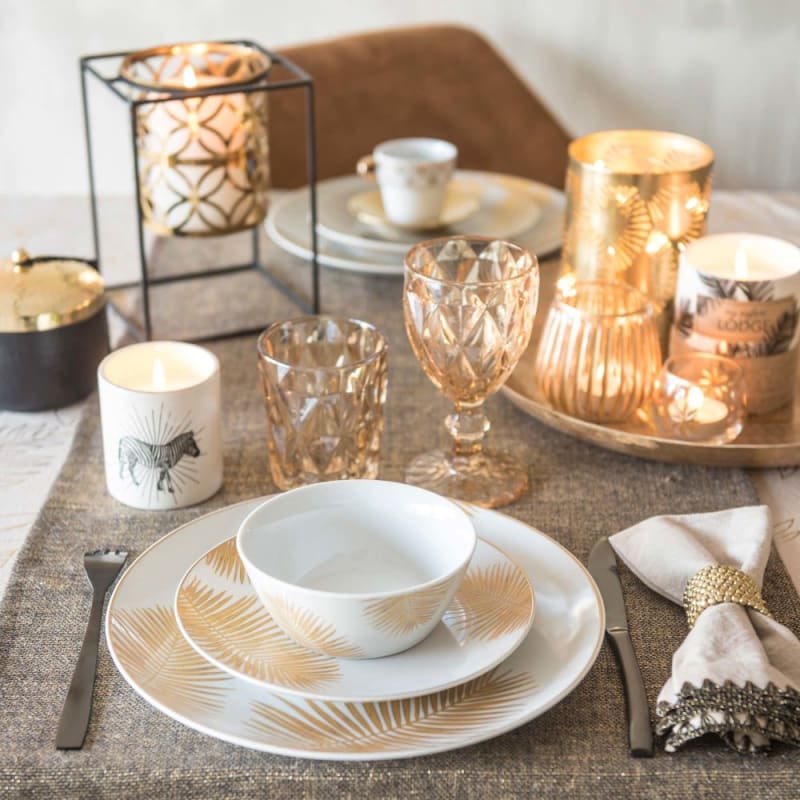 Chemin de table en coton beige paillettes dorées 45x150 - miniature 7