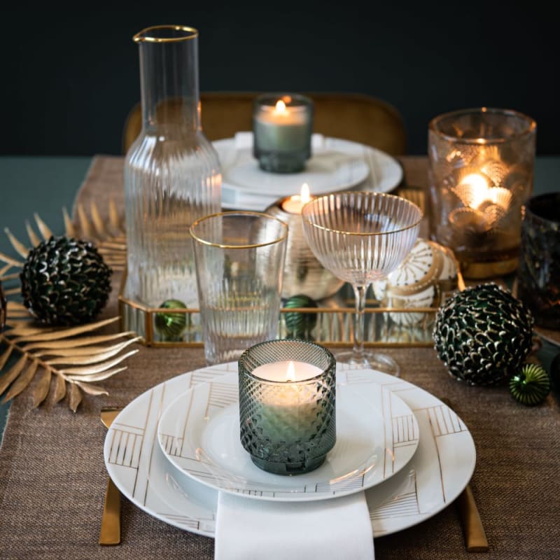 Chemin de table en coton beige paillettes dorées 45x150 - miniature 6