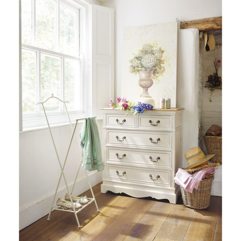 Commode haute 5 tiroirs crème L86 - miniature 4