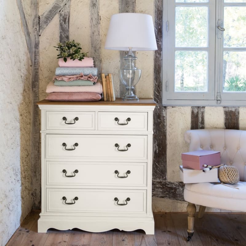 Commode haute 5 tiroirs crème L86 - miniature 5