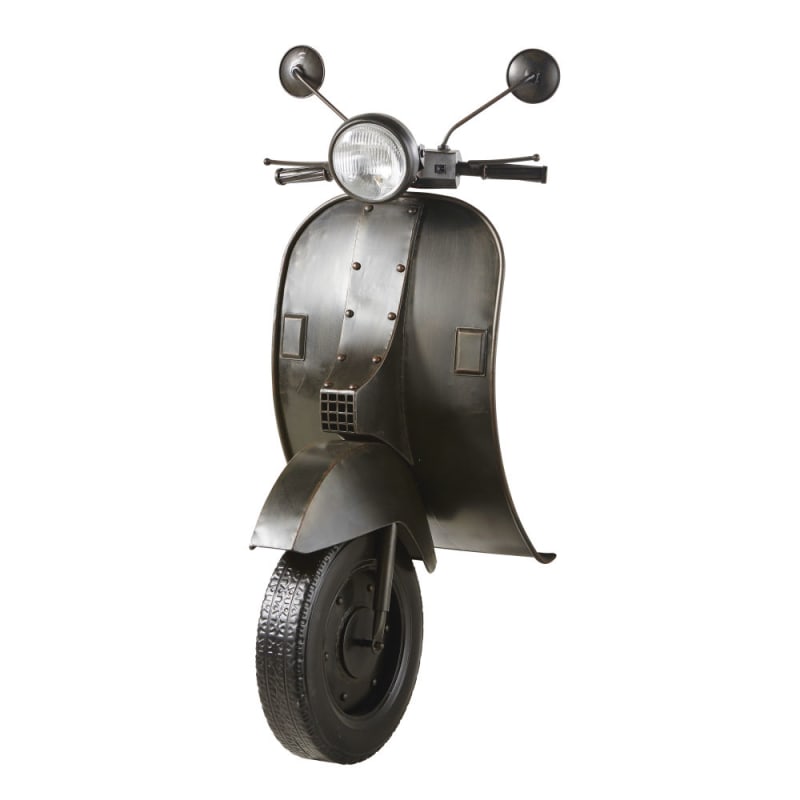 Déco murale lumineuse scooter en métal noir 53x123