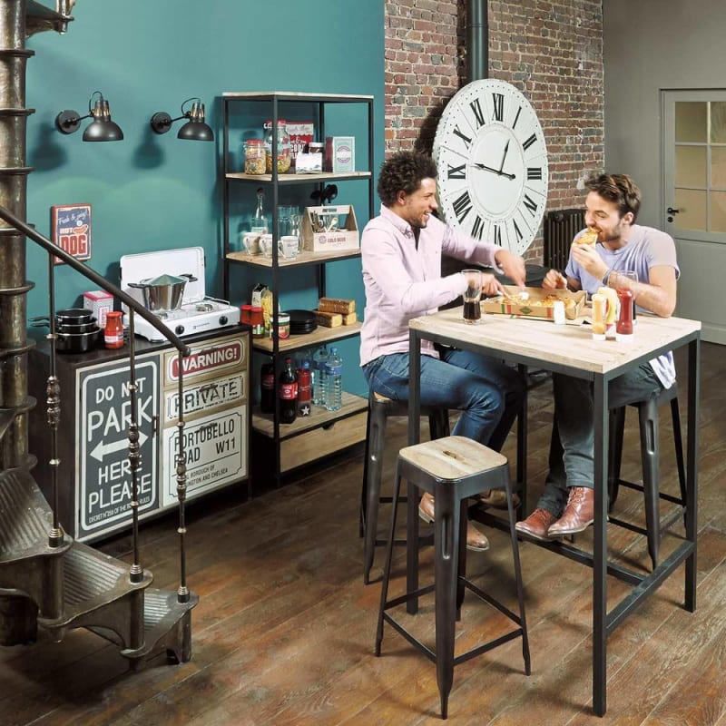 Étagère industrielle 1 tiroir en bois de sapin massif et métal L70 - miniature 5