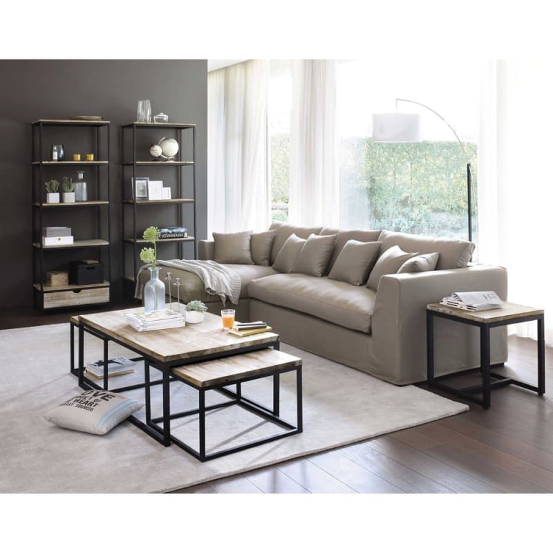 Étagère industrielle 1 tiroir en bois de sapin massif et métal L70 - miniature 4