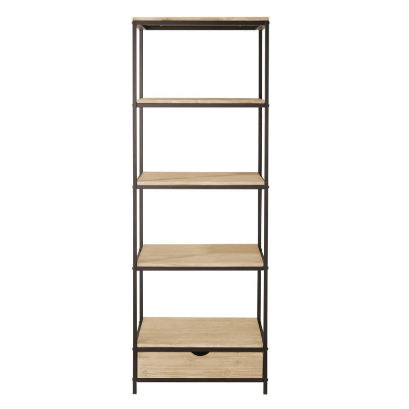 Étagère industrielle 1 tiroir en bois de sapin massif et métal L70