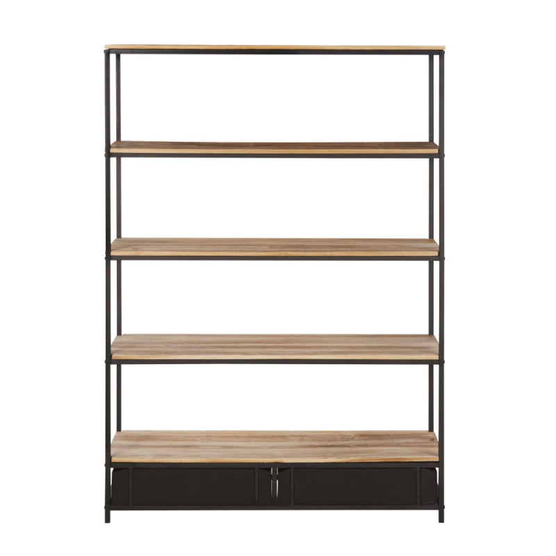 Étagère industrielle 2 tiroirs en sapin massif et métal L130 - miniature 2