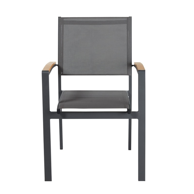 Fauteuil à dîner de jardin en aluminium gris anthracite - miniature 2