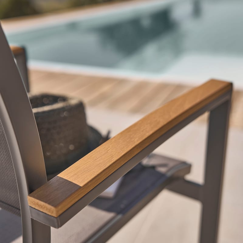 Fauteuil à dîner de jardin en aluminium gris anthracite - miniature 9