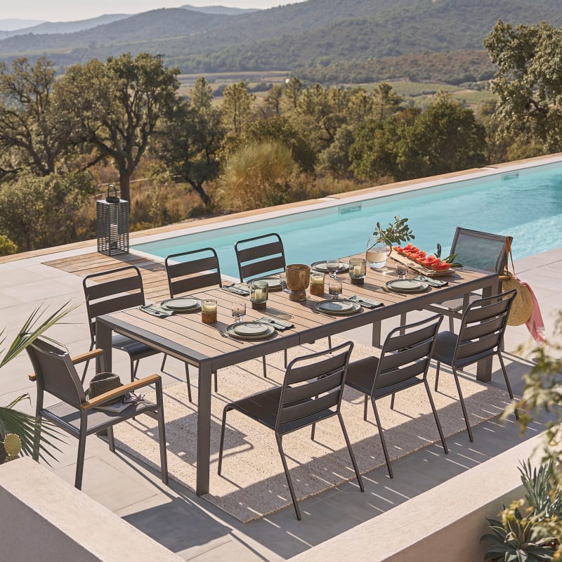 Fauteuil à dîner de jardin en aluminium gris anthracite - miniature 8