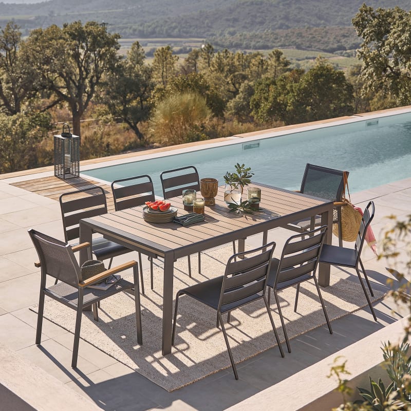 Fauteuil à dîner de jardin en aluminium gris anthracite - miniature 7