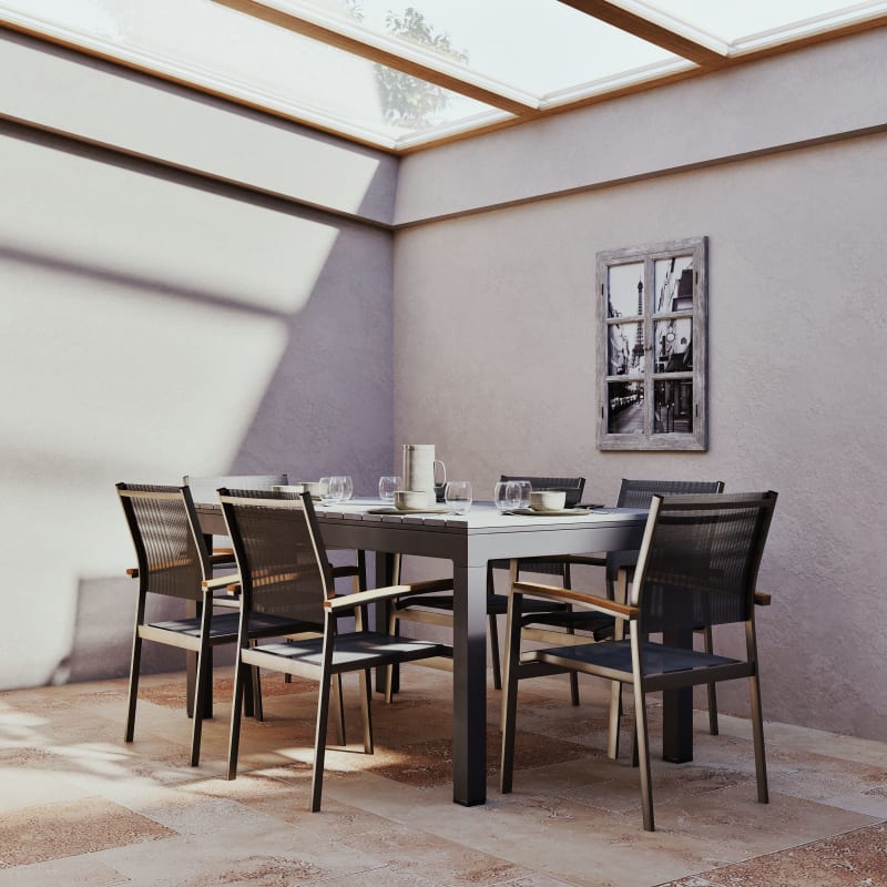 Fauteuil à dîner de jardin en aluminium gris anthracite - miniature 6