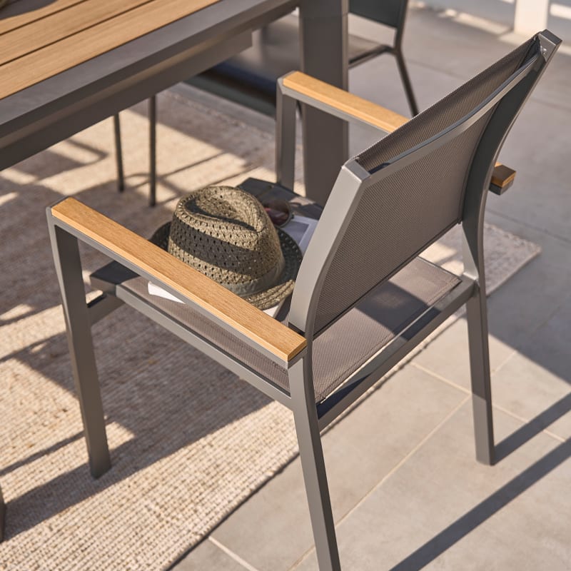 Fauteuil à dîner de jardin en aluminium gris anthracite - miniature 11