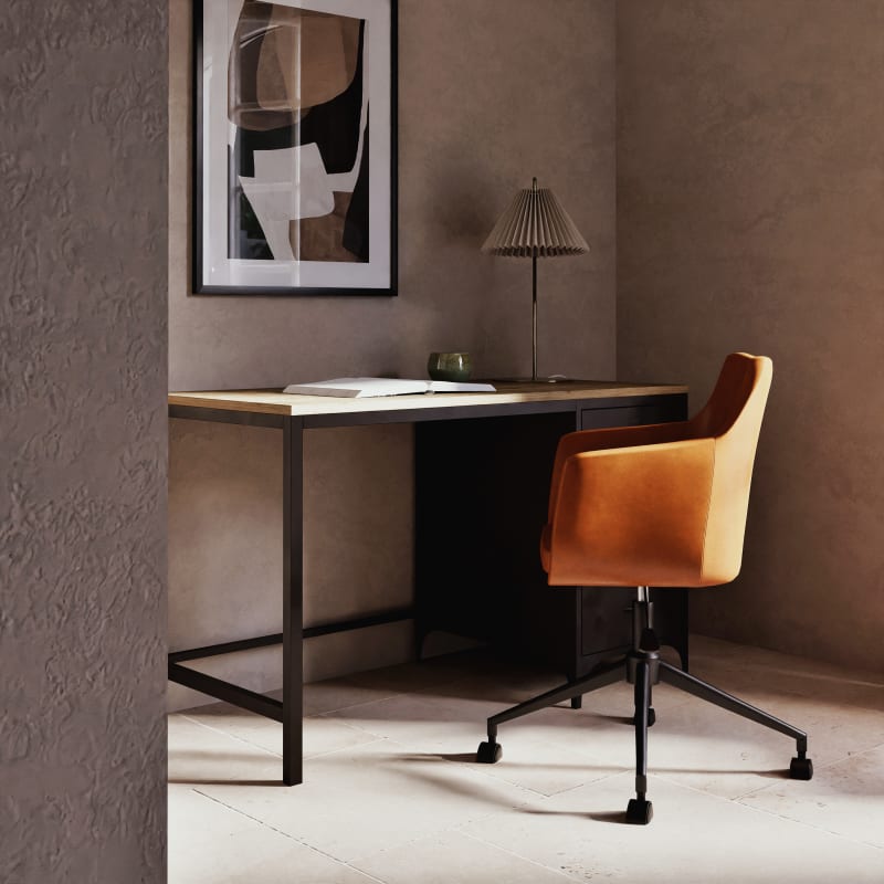 Fauteuil de bureau en textile enduit marron vieilli - miniature 5