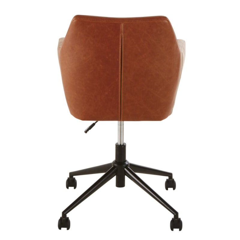 Fauteuil de bureau en textile enduit marron vieilli - miniature 3