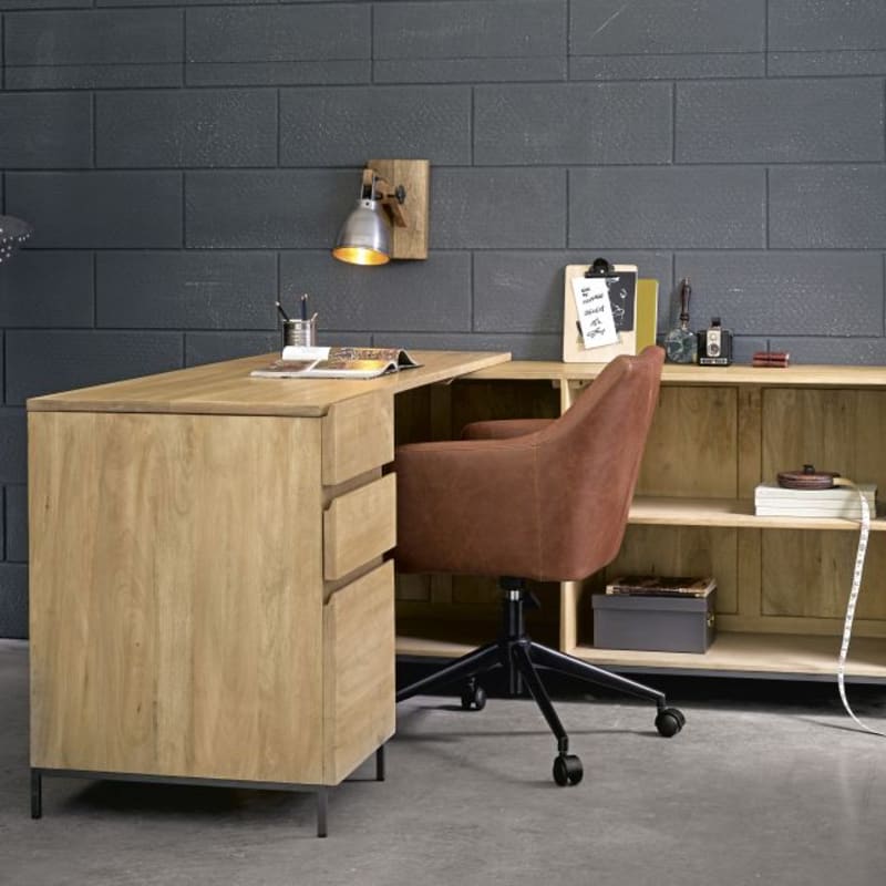 Fauteuil de bureau en textile enduit marron vieilli - miniature 8