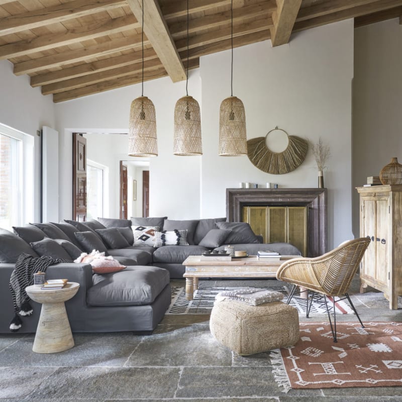 Fauteuil en rotin et acier noir - miniature 5