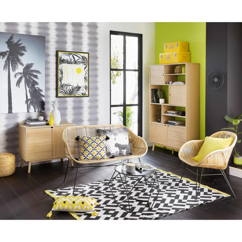 Fauteuil en rotin et acier noir - miniature 12