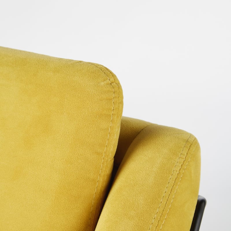 Fauteuil en velours jaune moutarde - miniature 3